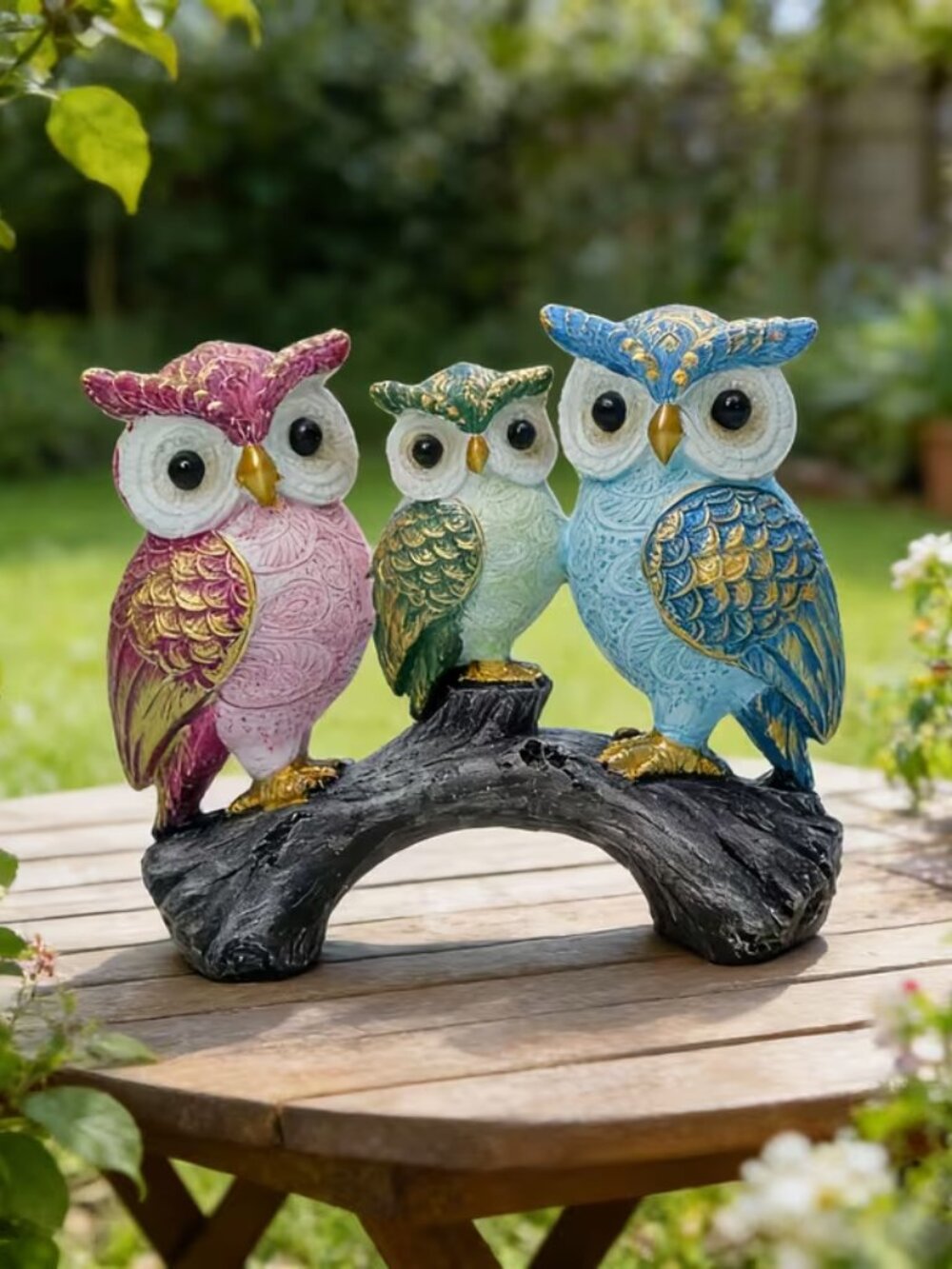 3 Owl Statue - New